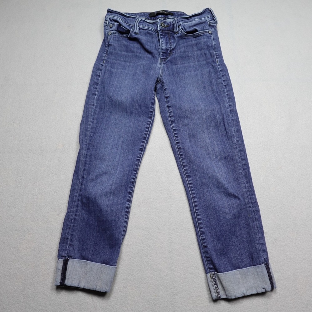 Liverpool Los Angeles Jeans Womens 4x27 Dark Blue Denim Cropped Cuffed Denim